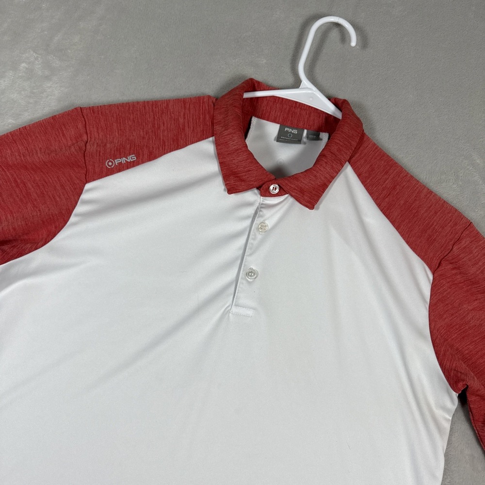 Ping Golf Shirt Men's Size Medium Short Sleeve Sensor Cool Polo White Polyester